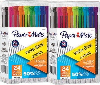 Two Each Paper Mate Write Bros. Classic Mechanical Pencils, No. 2 Hard Lead, 24/Box (2096310)