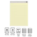 TRU RED™ Notepads, 8.5 x 11.75, Narrow Ruled, Canary, 50 Sheets/Pad, 12 Pads/Pack (TR57383)