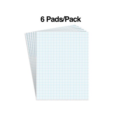 Staples Graph Pad, 8.5 x 11, Graph Ruled, White, 50 Sheets/Pad, 6 Pads/Pack (ST57333)