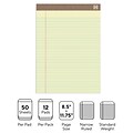 TRU RED™ Notepads, 8.5 x 11.75, Narrow Ruled, Canary, 50 Sheets/Pad, Dozen Pads/Pack (TR58186)