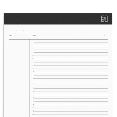 TRU RED™ Notepads, 8.5" x 11.75", Project Planner Format Ruled, White, 50 Sheets/Pad, 6 Pads/Pack (TR57379)