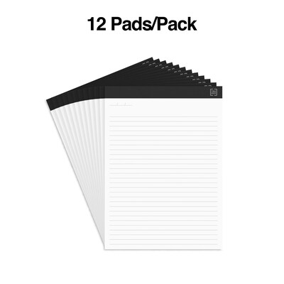 TRU RED™ Notepads, 8.5" x 11.75", Wide Ruled, White, 50 Sheets/Pad, 12 Pads/Pack (TR57382)