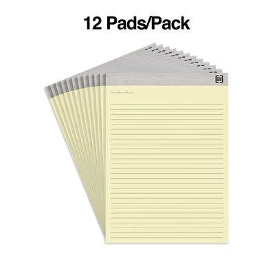 TRU RED™ Notepads, 8.5" x 11.75", Wide Ruled, Canary, 50 Sheets/Pad, 12 Pads/Pack (TR57381)