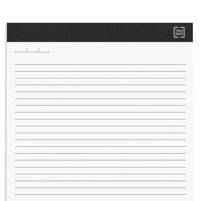 TRU RED™ Notepads, 8.5" x 11.75", Narrow Ruled, White, 50 Sheets/Pad, 12 Pads/Pack (TR57384)