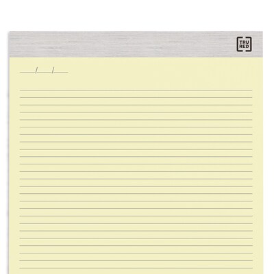 TRU RED™ Notepads, 8.5" x 11.75", Narrow Ruled, Canary, 50 Sheets/Pad, 12 Pads/Pack (TR57383)