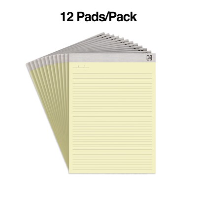 TRU RED™ Notepads, 8.5" x 11.75", Narrow Ruled, Canary, 50 Sheets/Pad, 12 Pads/Pack (TR57383)