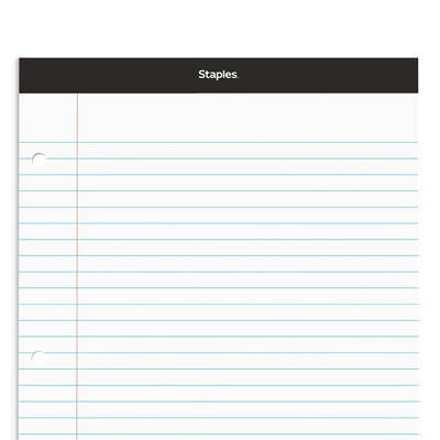 Staples Notepad, 8.5" x 11.75", Narrow Ruled, White, 100 Sheets/Pad (ST57345/TR57345)