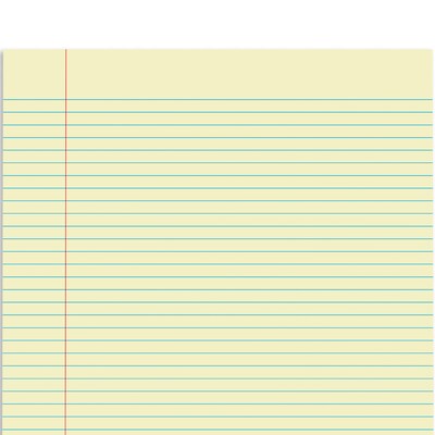 STAPLES Notepads, 8.5” x 11”, Narrow Ruled, Canary, 50 Sheets/Pad, 12-Pack