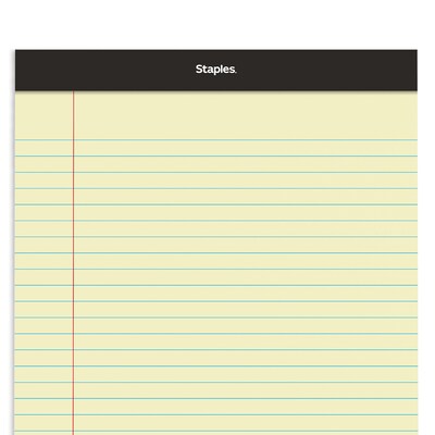 Staples Notepads, 8.5" x 11.75", Wide Ruled, Canary, 50 Sheets/Pad, Dozen (ST57300)