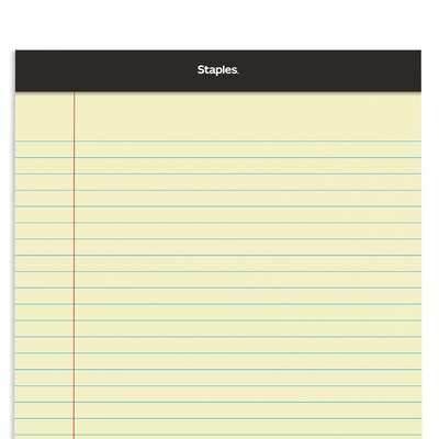 Staples Notepad, 8.5" x 11.75", Wide Ruled, Canary, 50 Sheets/Pad, Dozen Pads/Pack (ST57300)