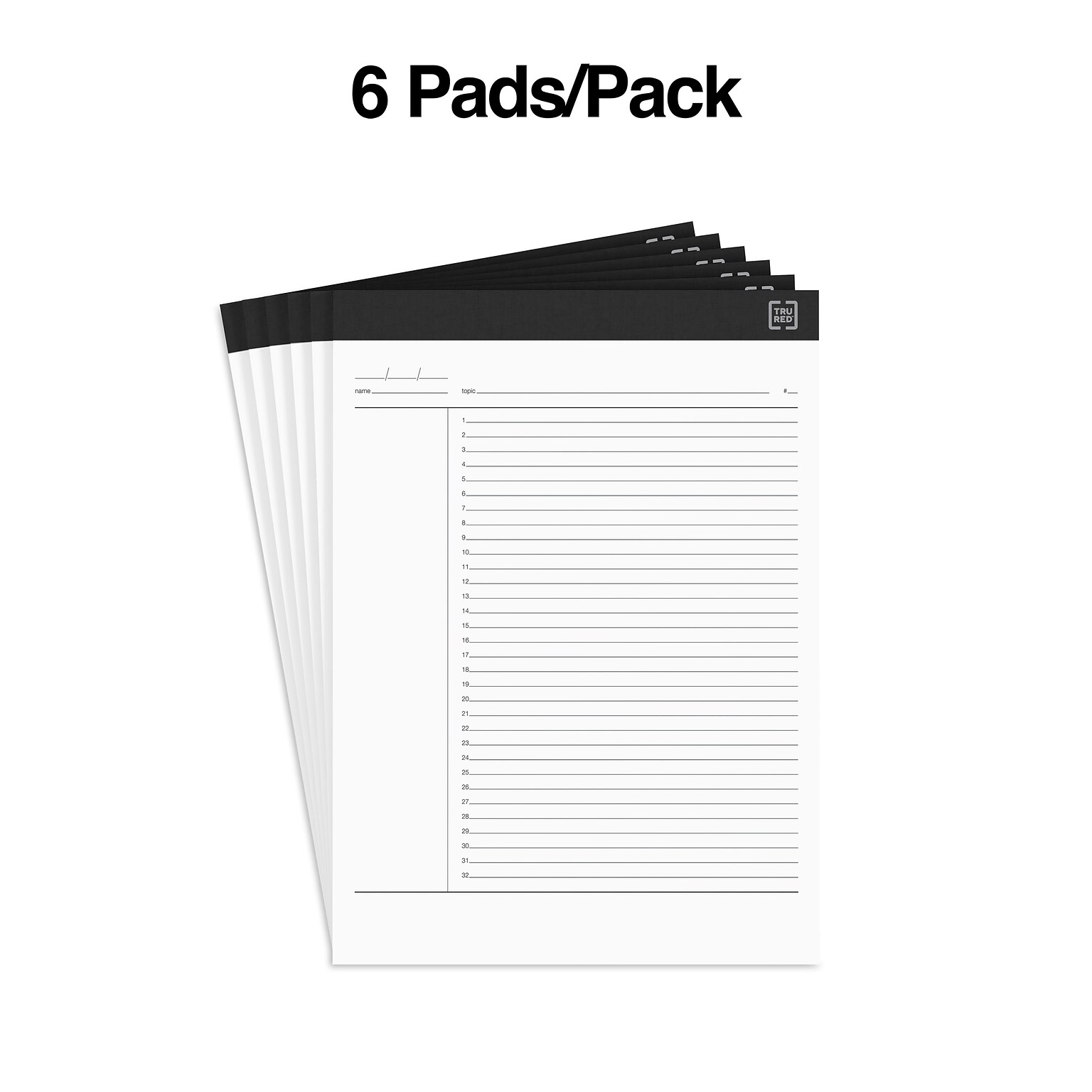 TRU RED™ Notepads, 8.5 x 11.75, Project Planner Format Ruled, White, 50 Sheets/Pad, 6 Pads/Pack (TR57379)