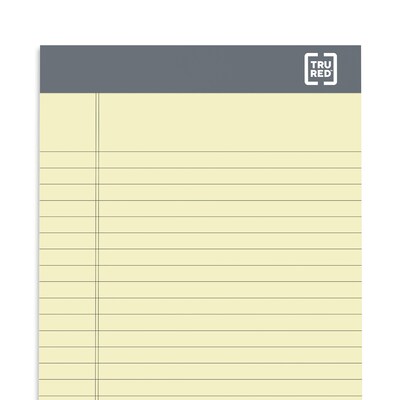 TRU RED™ Notepad, 5" x 8", Narrow Ruled, Canary, 50 Sheets/Pad, 6 Pads/Pack (TR57357)