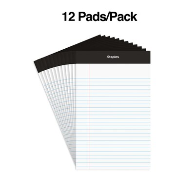 Staples®, 5 x 8, White, Perforated Writing Pads, Narrow Ruled, 12/Pack