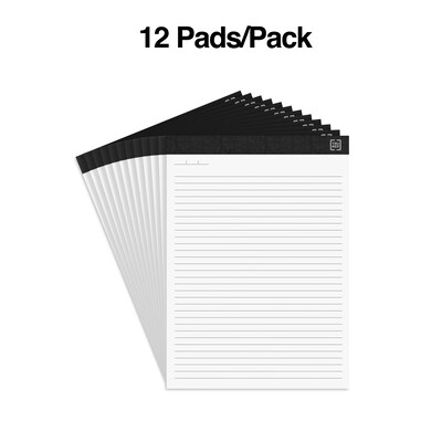 TRU RED™ Notepads, 8.5" x 11.75", Narrow Ruled, White, 50 Sheets/Pad, 12 Pads/Pack (TR57384)