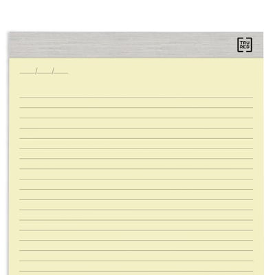 TRU RED™ Notepads, 8.5" x 11.75", Wide Ruled, Canary, 50 Sheets/Pad, 12 Pads/Pack (TR57381)