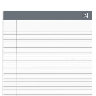 TRU RED™ Notepads 8.5" x 11.75", Narrow Ruled, White, 50 Sheets/Pad, 12 Pads/Pack (TR57369)