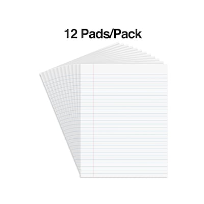 Staples® Glue-Top Writing Pads; 8-1/2 x 11"; Wide Rule; White