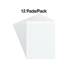 Staples® Glue-Top Writing Pads; 8-1/2 x 11; Wide Rule; White