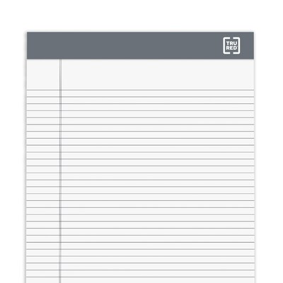 TRU RED™ Notepad, 5" x 8", Narrow Ruled, White, 50 Sheets/Pad, 6 Pads/Pack (TR57358)