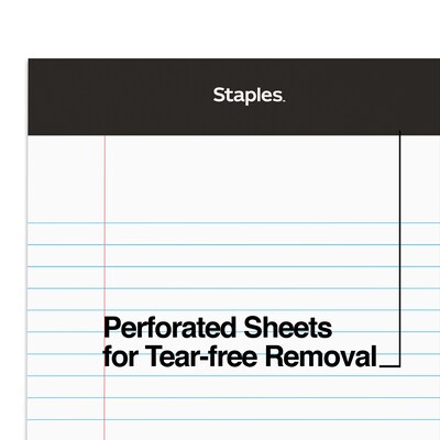 Staples®, 5" x 8", White, Perforated Writing Pads, Narrow Ruled, 12/Pack