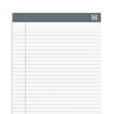 TRU RED™ Notepads, 8.5" x 14", Wide Ruled, White, 50 Sheets/Pad, 12 Pads/Pack (TR57372)