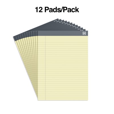 TRU RED™ Notepads, 8.5" x 11.75", Wide Ruled, Canary, 50 Sheets/Pad, 12 Pads/Pack (TR57366)