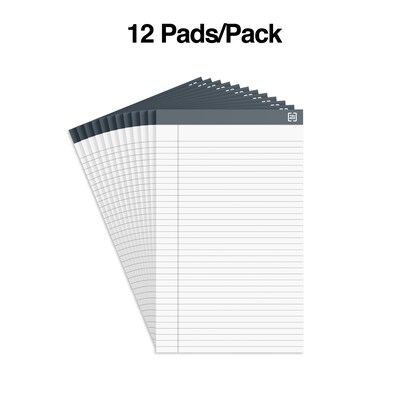 TRU RED™ Notepads, 8.5 x 14, Wide Ruled, White, 50 Sheets/Pad, 12 Pads/Pack (TR57372)