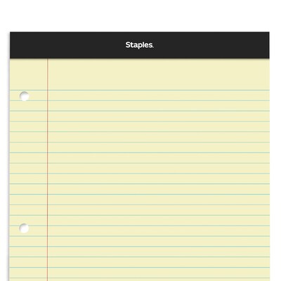 Staples Notepads, 8.5" x 11.75", Wide Ruled, Canary, 100 Sheets/Pad, 6 Pads/Pack (ST57349)