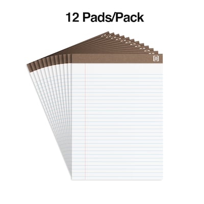 TRU RED™ Notepads, 8.5 x 11.75, Wide Ruled, White, 50 Sheets/Pad, Dozen Pads/Pack (TR58185)