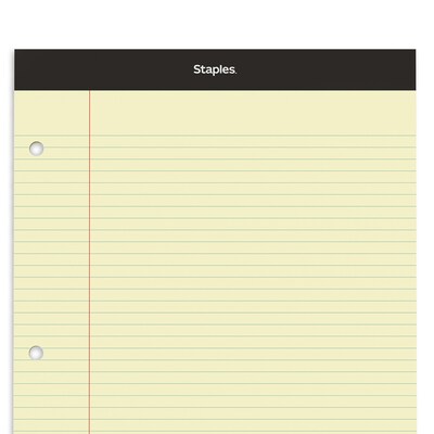 Staples Notepad, 8.5" x 11.75", Narrow Ruled, Canary, 100 Sheets/Pad, Each (ST57347)