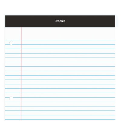 Staples Notepads, 8.5" x 11.75", Wide Ruled, White, 100 Sheets/Pad, 6 Pads/Pack (ST57350)