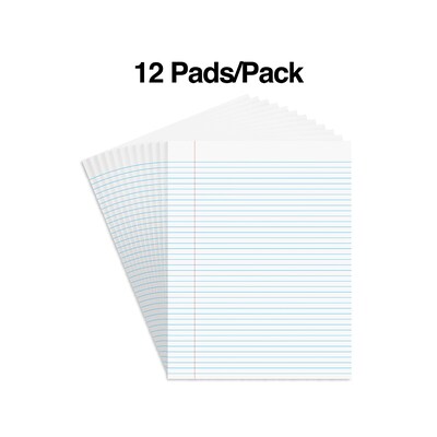 STAPLES Notepads, 8.5” x 11”, Narrow Ruled, White, 50 Sheets/Pad, 12-Pack