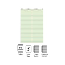 Staples Steno Pads, 6 x 9, Gregg Ruled, Green, 80 Sheets/Pad, Dozen Pads/Pack (ST57353)