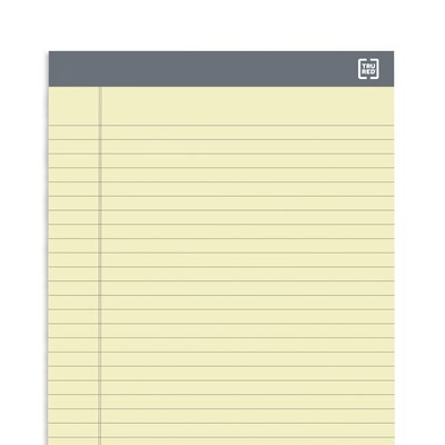 TRU RED™ Notepads, 8.5" x 14", Wide Ruled, Canary, 50 Sheets/Pad, 12 Pads/Pack (TR57371)