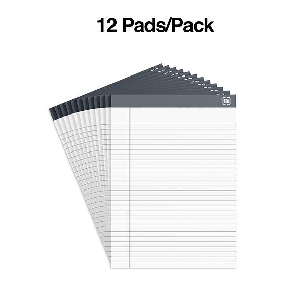 TRU RED™ Notepads, 8.5 x 11.75, Wide Ruled, White, 50 Sheets/Pad, 12 Pads/Pack (TR57367)