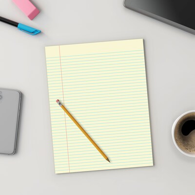 STAPLES Notepads, 8.5” x 11”, Narrow Ruled, Canary, 50 Sheets/Pad, 12-Pack