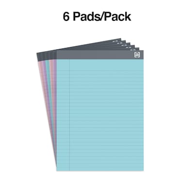 TRU RED™ Notepads, 8.5 x 11.75, Wide Ruled, Pastels, 50 Sheets/Pad, 6 Pads/Pack (TR57363)