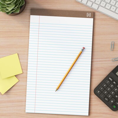 Staples Notepads, 8.5" x 14" (legal), Wide Ruled, White, 50 Sheets/Pad, Dozen Pads/Pack (58189)