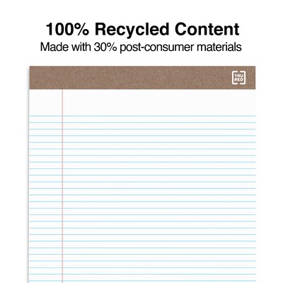TRU RED™ Notepad, 8.5" x 11.75", Narrow Ruled, White, 50 Sheets/Pad, Dozen (TR59938/TR58187)