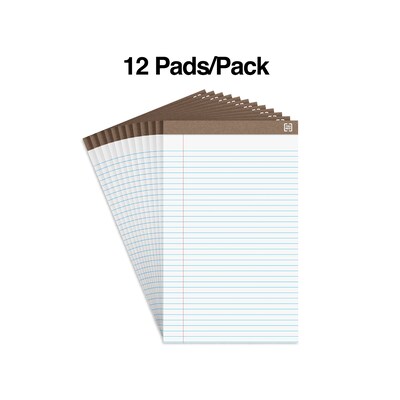Staples Notepads, 8.5 x 14 (legal), Wide Ruled, White, 50 Sheets/Pad, Dozen Pads/Pack (58189)