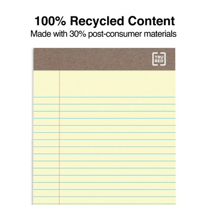 TRU RED™ Notepad, 5" x 8", Narrow Ruled, Canary, 50 Sheets/Pad, Dozen (TR59932/TR58180)