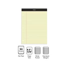 Staples Double-Sheet Notepad, 8.5 x 11.75, Wide Ruled, Canary, 100 Sheets/Pad (20-243)