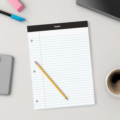 Staples Double-Sheet Notepad, 8.5" x 11.75", Letter Size, White, 100 Sheets/Pad (20-244)