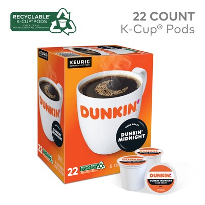 Dunkin' Midnight Coffee Keurig® K-Cup® Pods, Dark Roast, 22/Box (400849)