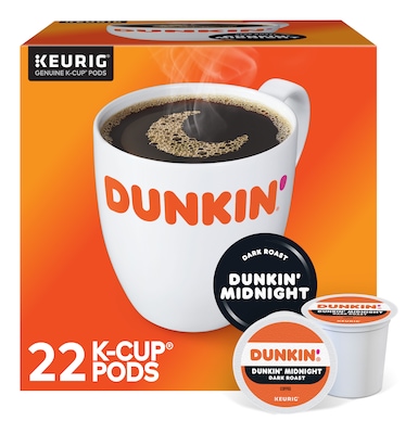 Dunkin Midnight Coffee Keurig® K-Cup® Pods, Dark Roast, 22/Box (400849)