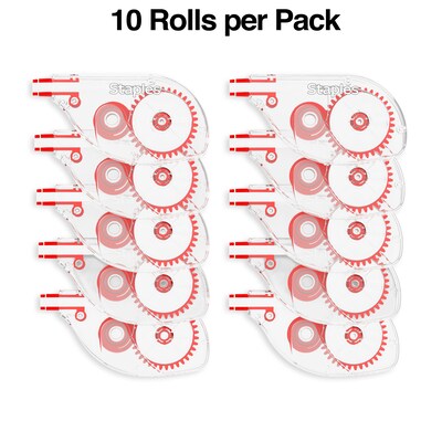 Staples Correction Tape, White, 10/Pack (ST59820)