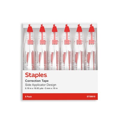 Staples Correction Tape, White, 6/Pack (ST59819)