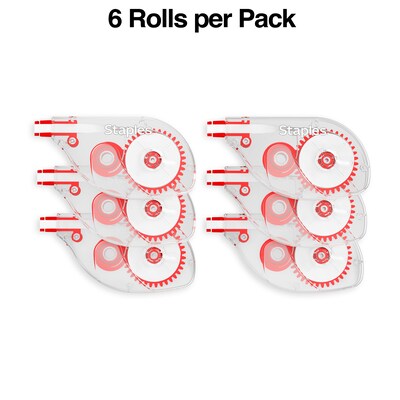 Staples Correction Tape, White, 6/Pack (ST59819)