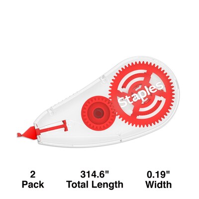 Staples® Correction Tape, White, 2/Pack (ST59821-CC)