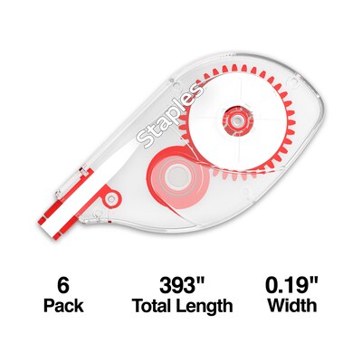 Staples Correction Tape, White, 6/Pack (ST59819)
